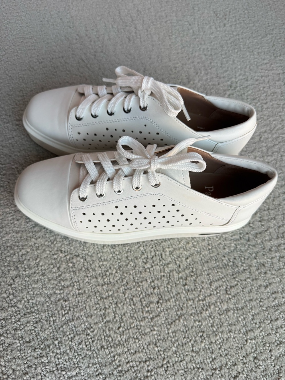 Linea Paolo Women’s White Platform Perforated Leather Sneaker - Picture 4 of 12